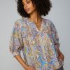 CURRENT AIR Paisley Motif Button Blouse Blouses