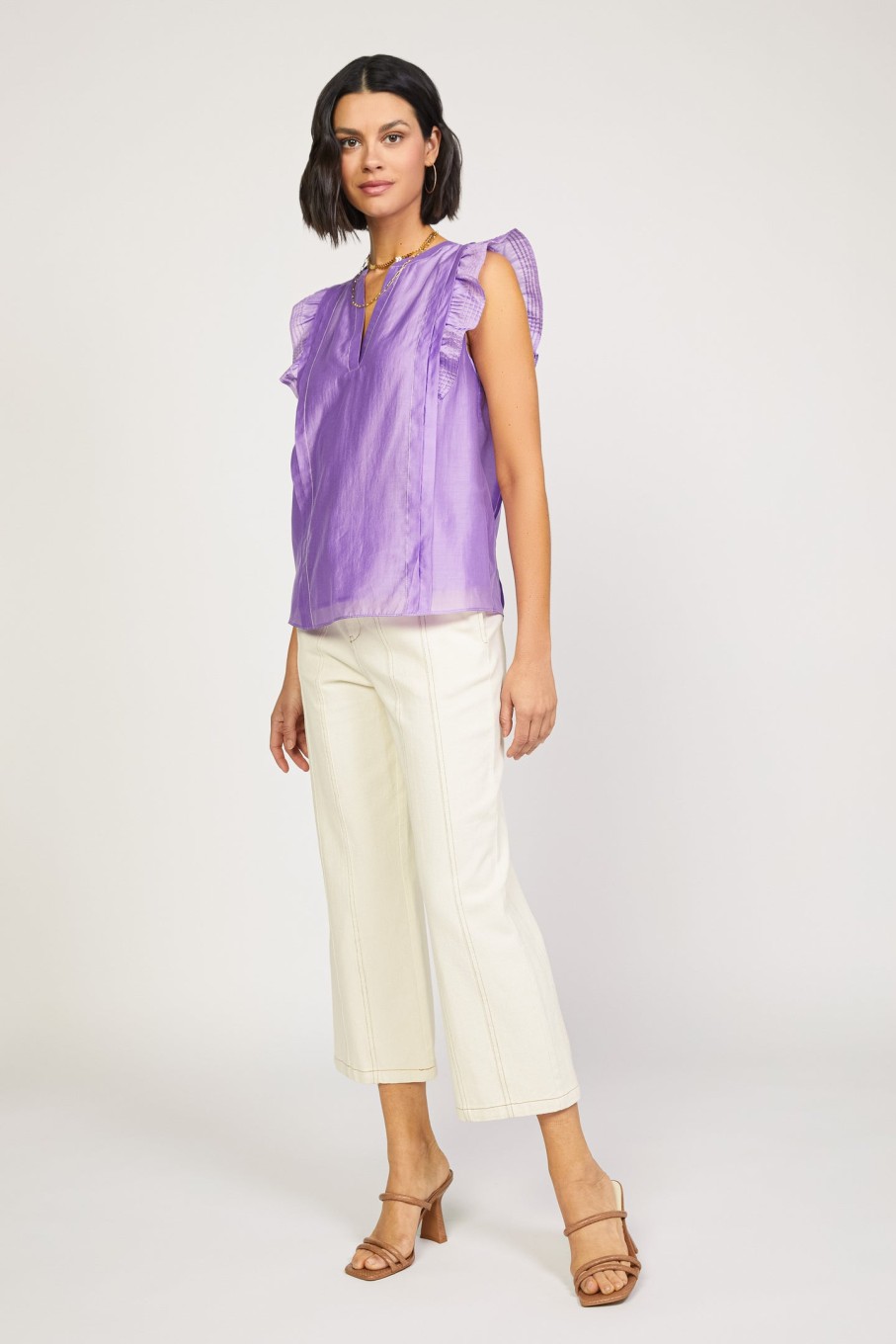 CURRENT AIR Ruffled Sleeveless Top Sleeveless Tops