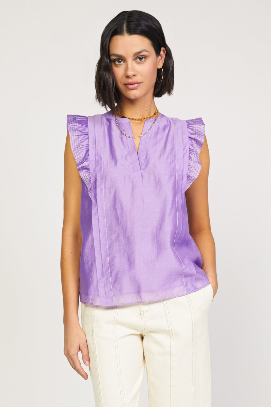 CURRENT AIR Ruffled Sleeveless Top Sleeveless Tops