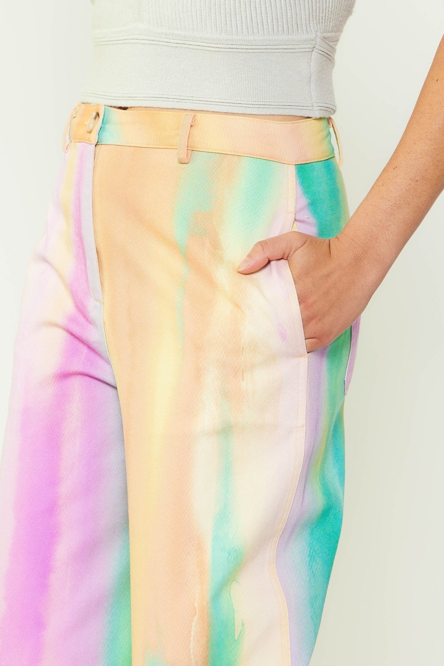 CURRENT AIR Rainbow Painterly Wide Leg Pants Pants