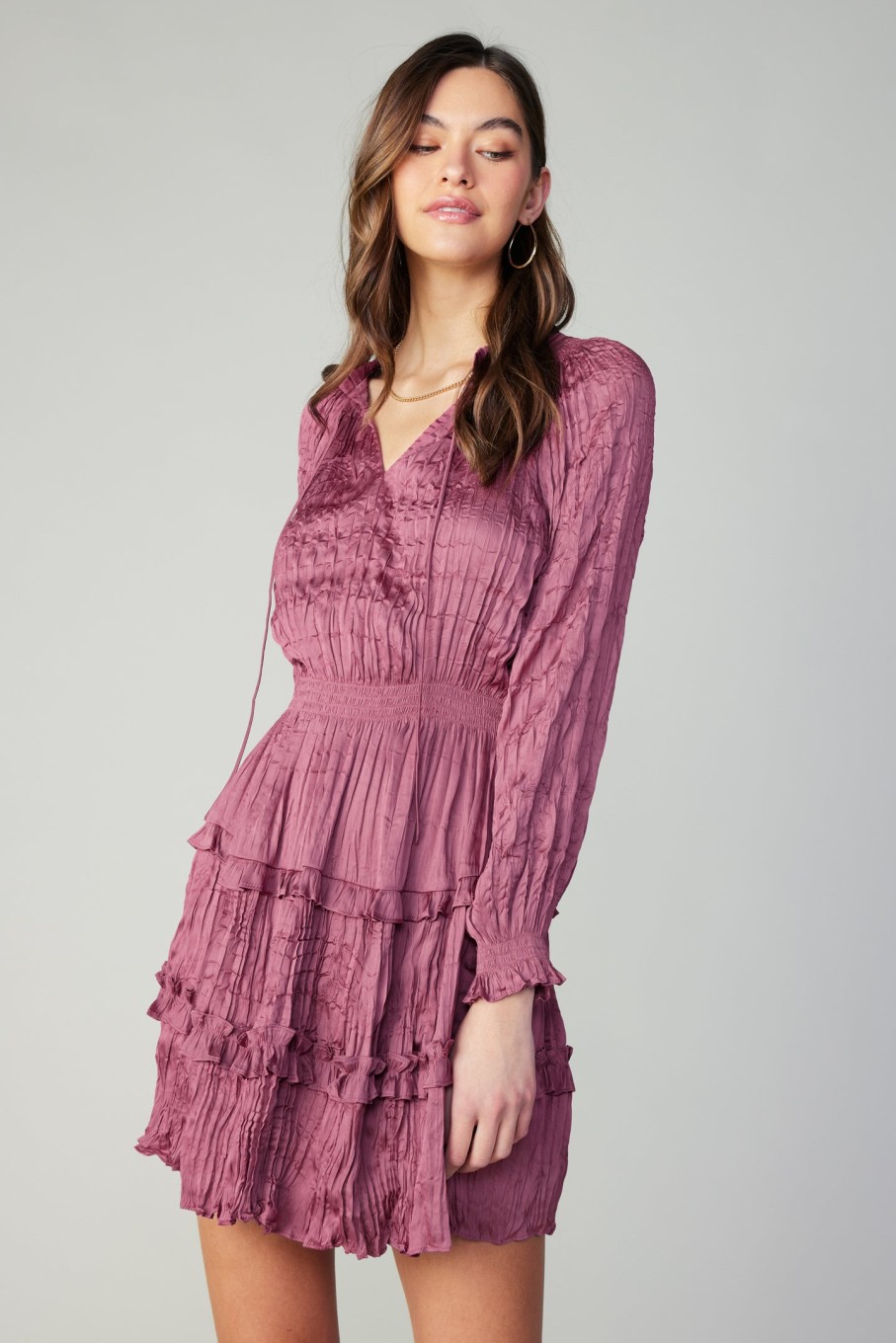 CURRENT AIR Crinkled Ruffle Mini Dress Mini Dresses