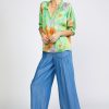 CURRENT AIR Floral Split Neck Blouse Blouses