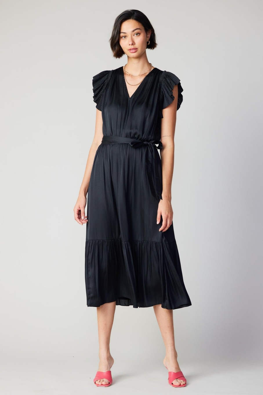 CURRENT AIR Natalia Flutter Sleeve Dress Midi Dresses