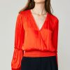 CURRENT AIR Pleated Surplice Blouse Blouses