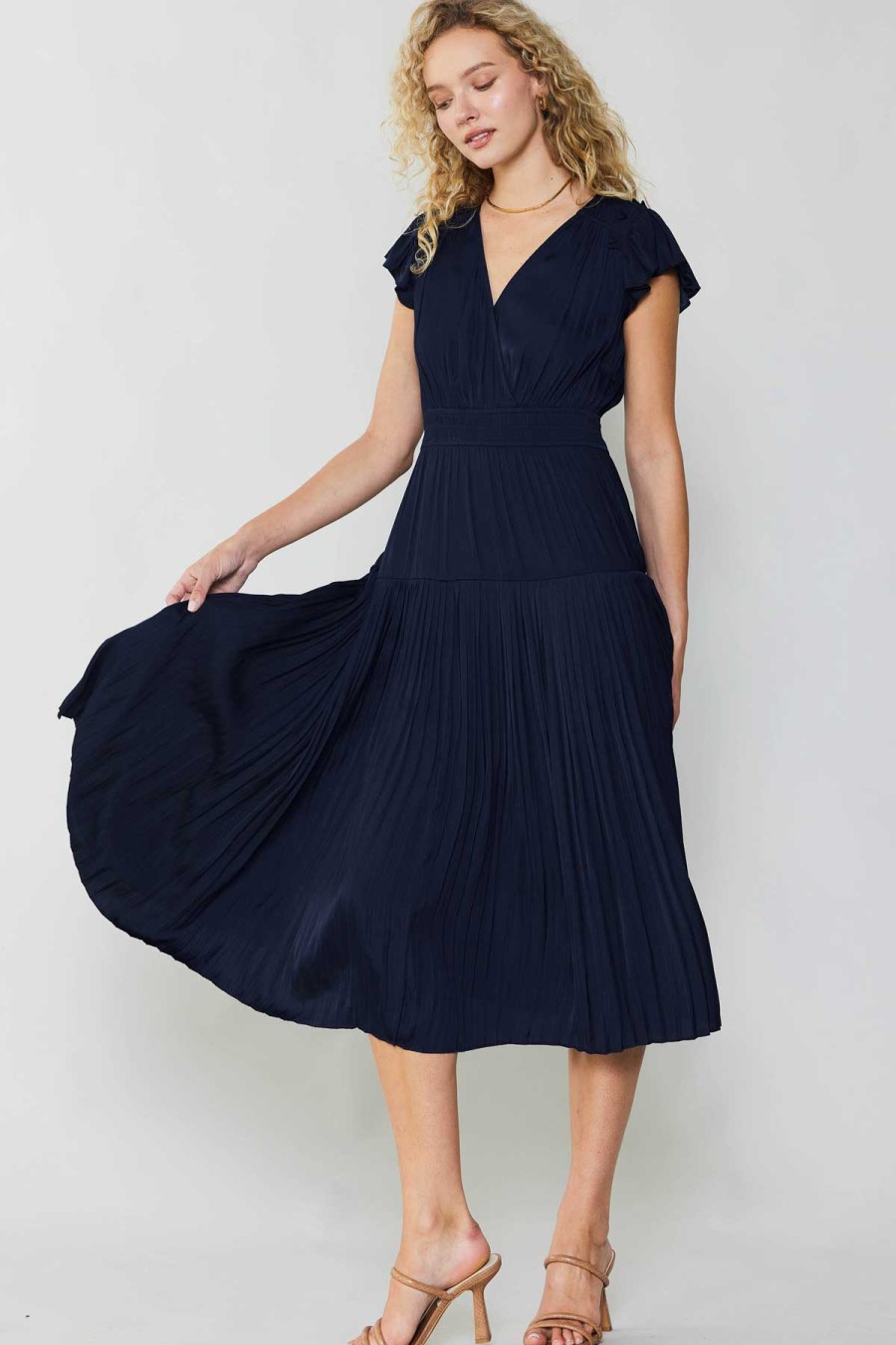 CURRENT AIR Sophia Flutter Sleeve Midi Dress Midi Dresses