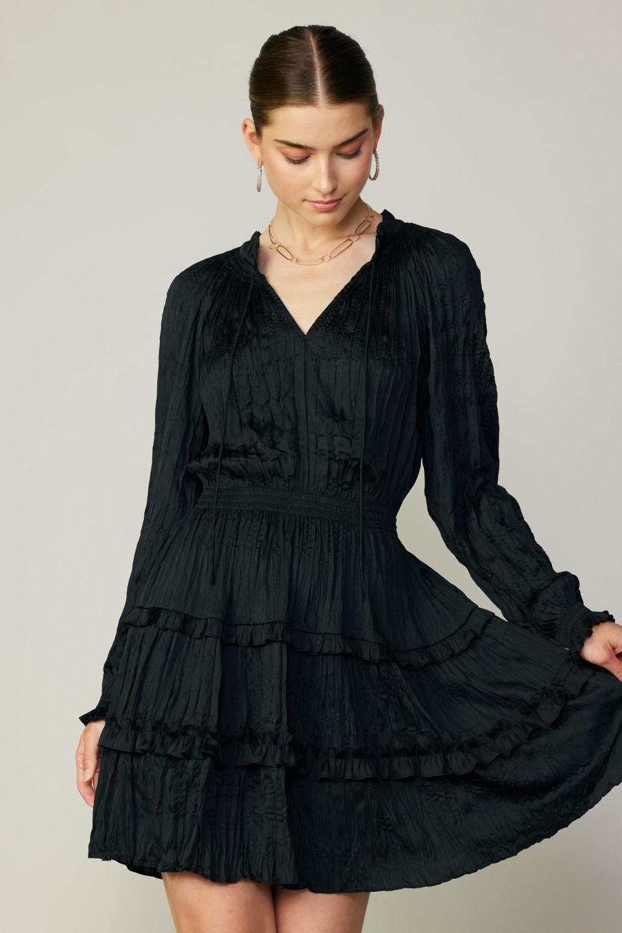 CURRENT AIR Crinkled Ruffle Mini Dress Mini Dresses