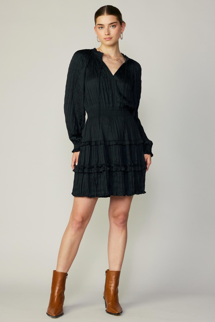 CURRENT AIR Crinkled Ruffle Mini Dress Mini Dresses