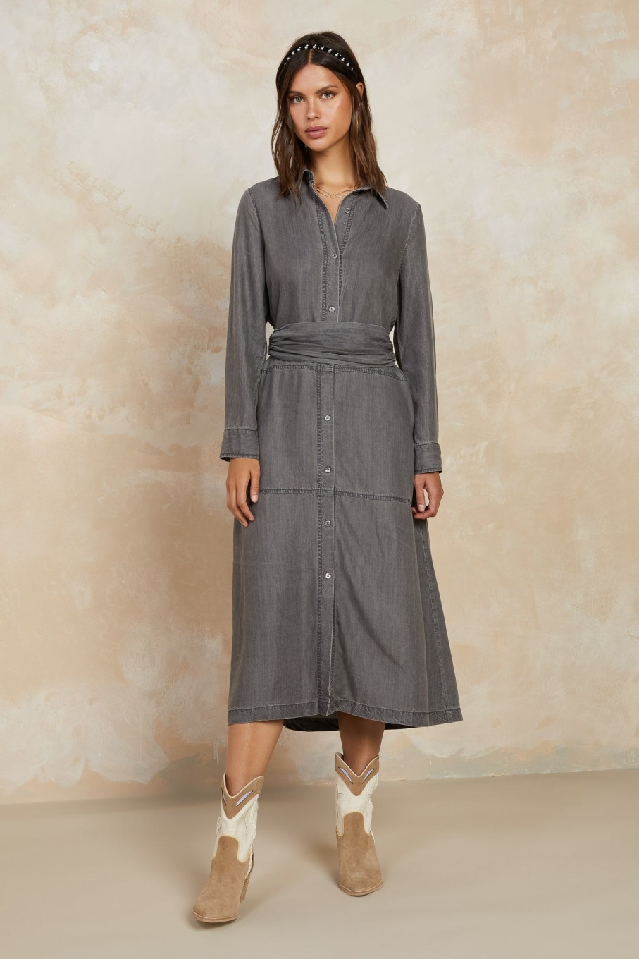 CURRENT AIR Chambray Shirt Dress Midi Dresses