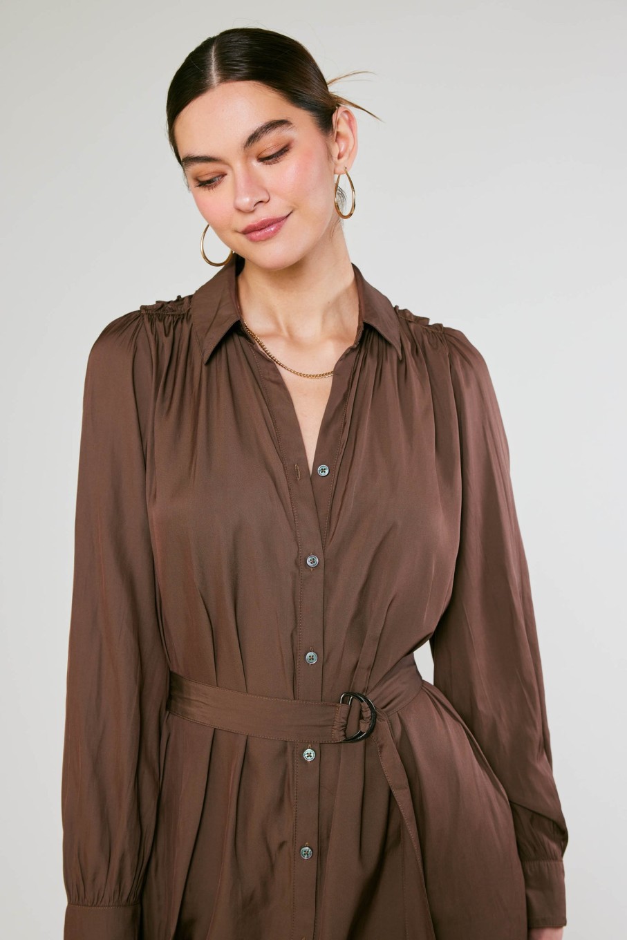 CURRENT AIR Belted Buttondown Shirt Dress Midi Dresses