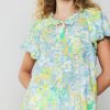 CURRENT AIR Abstract Floral Print Top Blouses