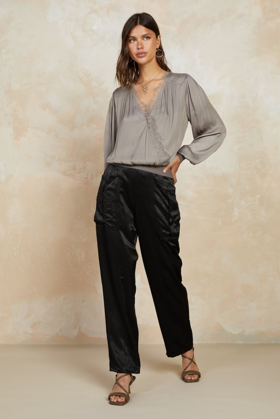 CURRENT AIR Satin Straight Leg Pants Pants