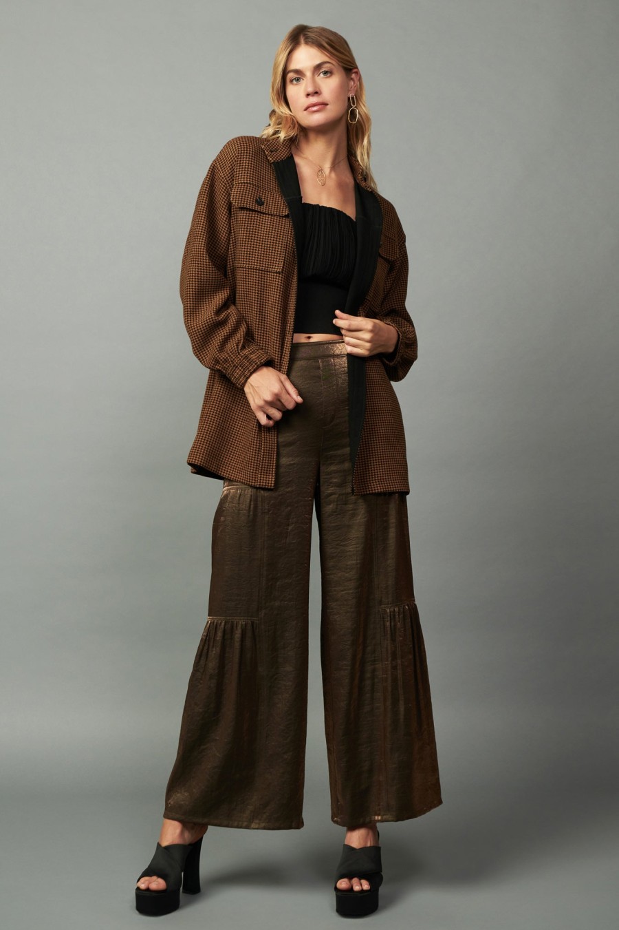 CURRENT AIR Houndstooth Oversized Jacket Coats & Jackets