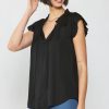 CURRENT AIR Margot Pleated Sleeve Blouse Sleeveless Tops