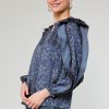 CURRENT AIR Floral Constellation Blouse Long Sleeve Tops