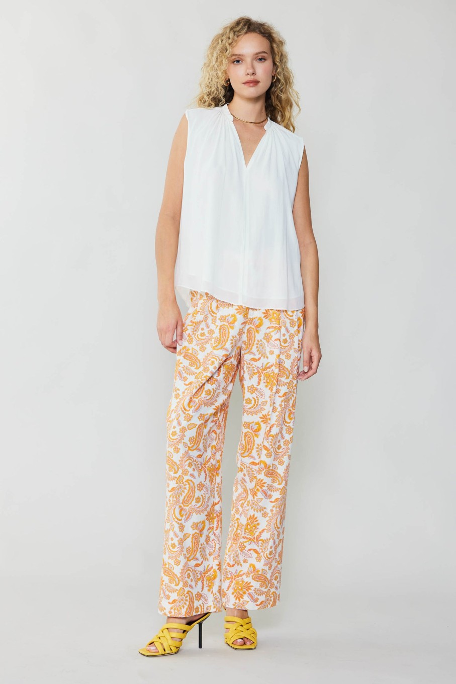 CURRENT AIR Shirred Sleeveless Top Blouses