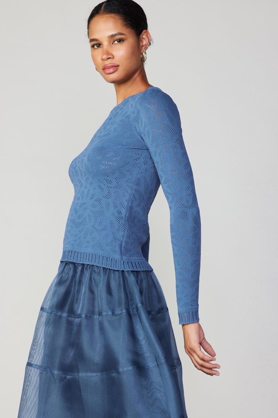 CURRENT AIR Scalloped Knit Top Knitwear