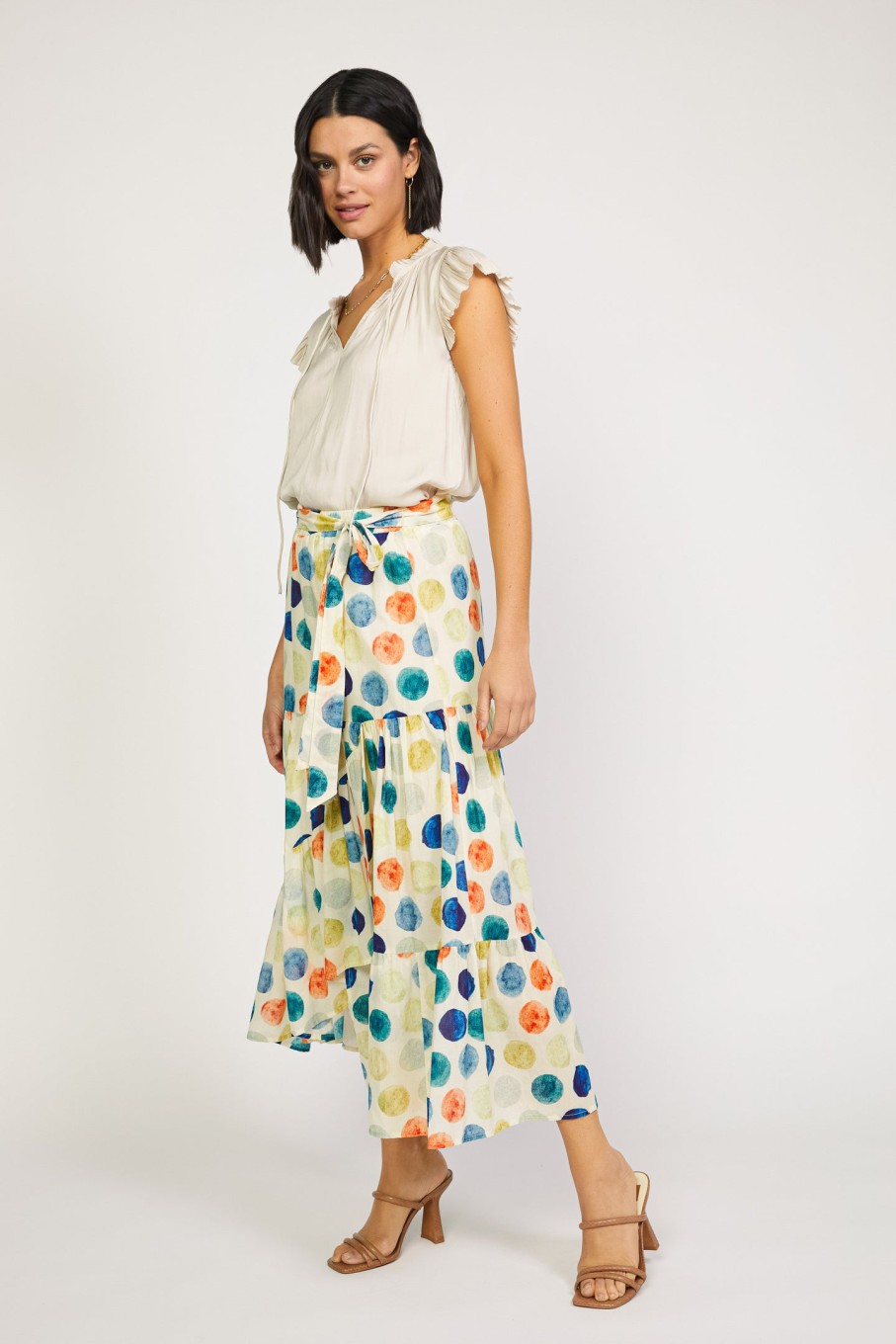 CURRENT AIR Watercolor Dot Midi Skirt Skirts