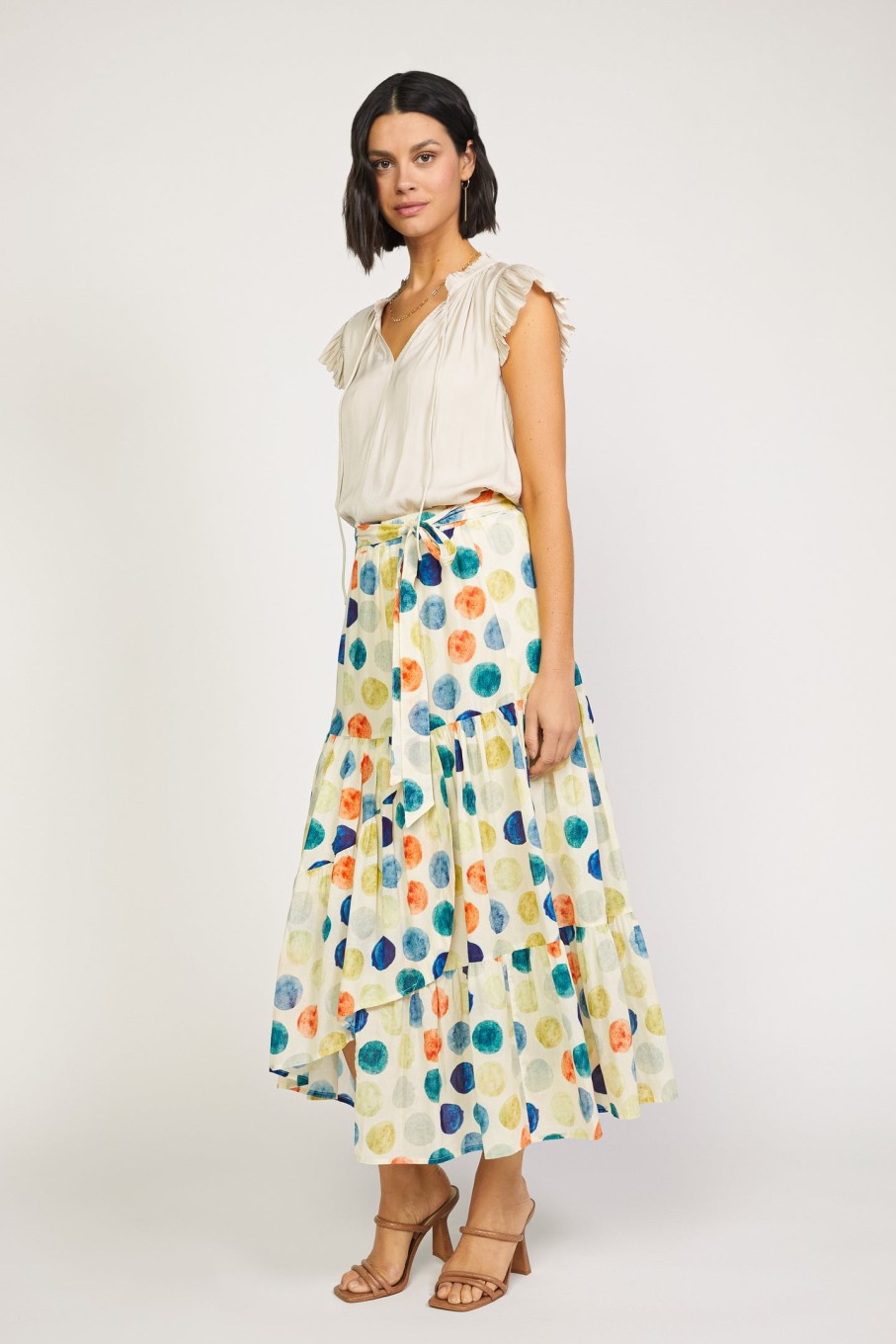 CURRENT AIR Watercolor Dot Midi Skirt Skirts