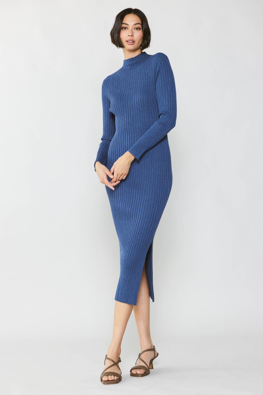 CURRENT AIR Ribbed Midi Sweater Dress Knitwear