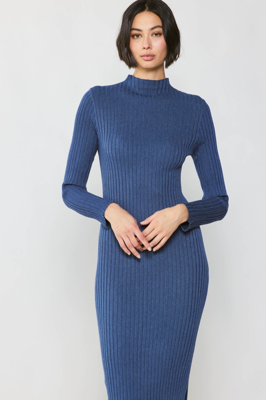 CURRENT AIR Ribbed Midi Sweater Dress Knitwear