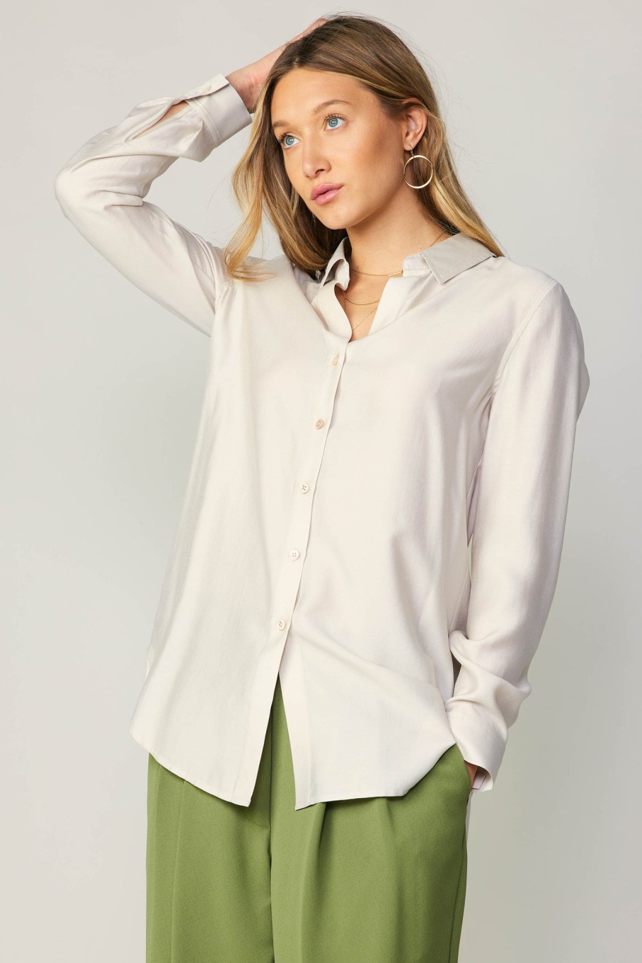 CURRENT AIR Collared Button Down Shirt Long Sleeve Tops