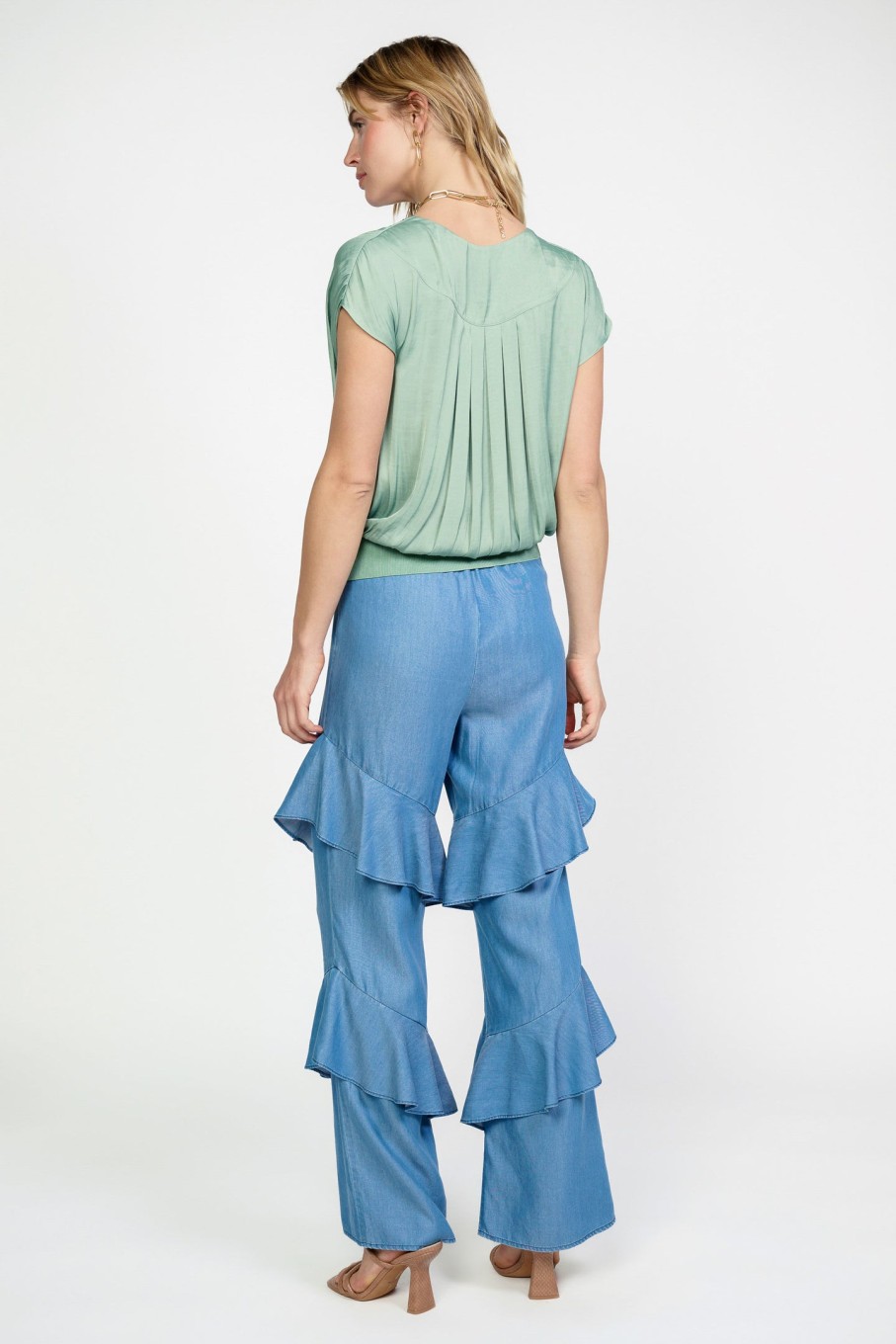 CURRENT AIR Surplice Sleeveless Blouse Short Sleeve Tops