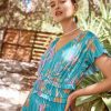 CURRENT AIR Sereia Botanical Motif Midi Dress Midi Dresses