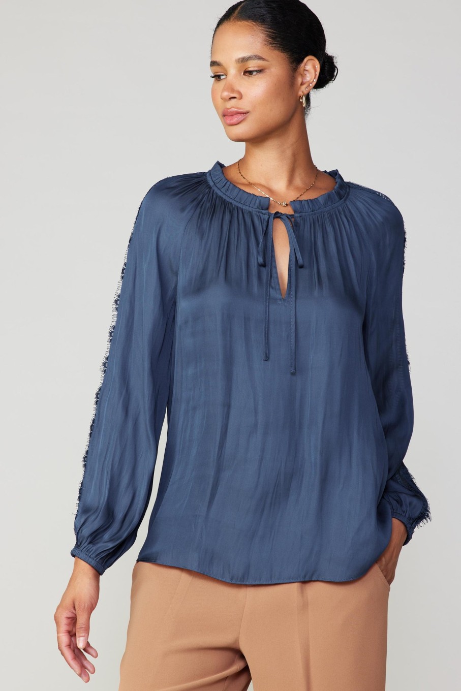CURRENT AIR Lace Panel Blouse Blouses