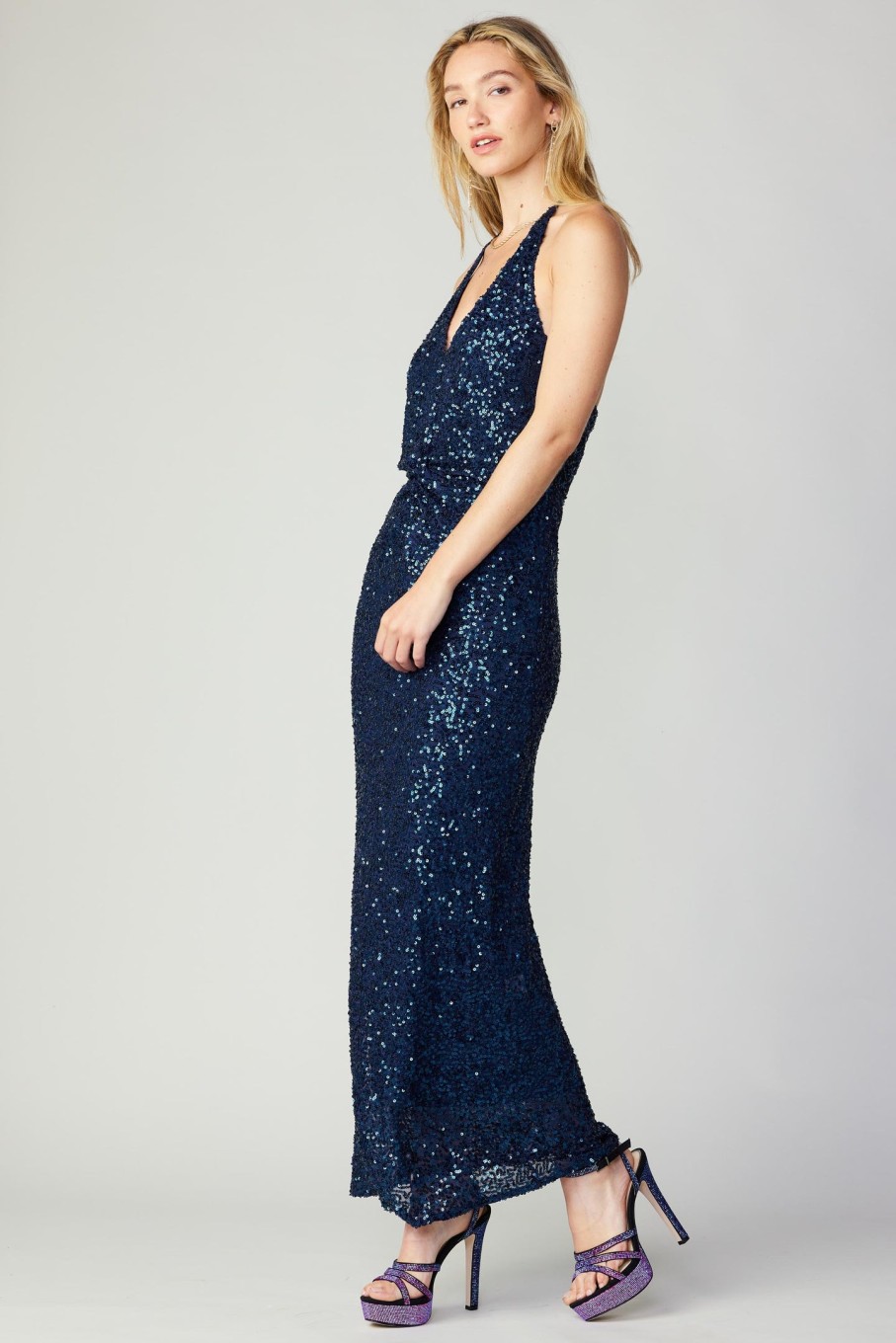 CURRENT AIR Sequin Halter Dress Midi Dresses