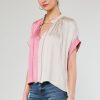 CURRENT AIR Colorblock Contrast Top Short Sleeve Tops