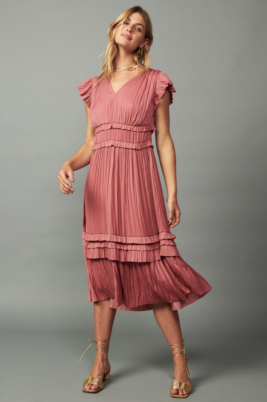 CURRENT AIR Sereia Pleated Midi Dress Midi Dresses