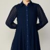 CURRENT AIR Textured Floral Jacquard Shirt Dress Mini Dresses