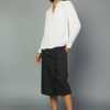 CURRENT AIR Split Neck Blouse Long Sleeve Tops