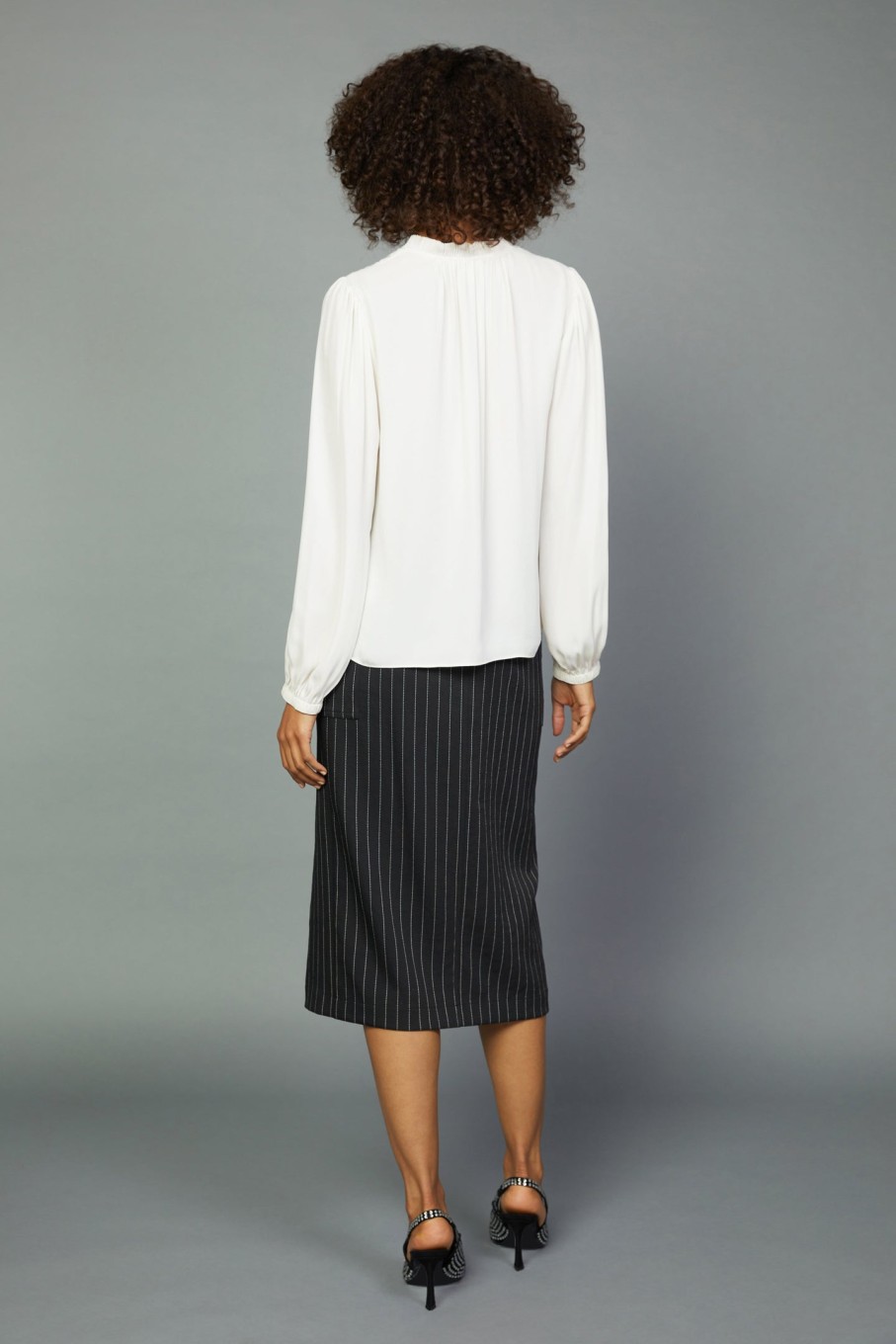 CURRENT AIR Split Neck Blouse Long Sleeve Tops