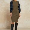 CURRENT AIR Plaid Sleeve Knit Dress Coats & Jackets