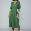 CURRENT AIR Pleated Skirt Jacquard Midi Dress Midi Dresses