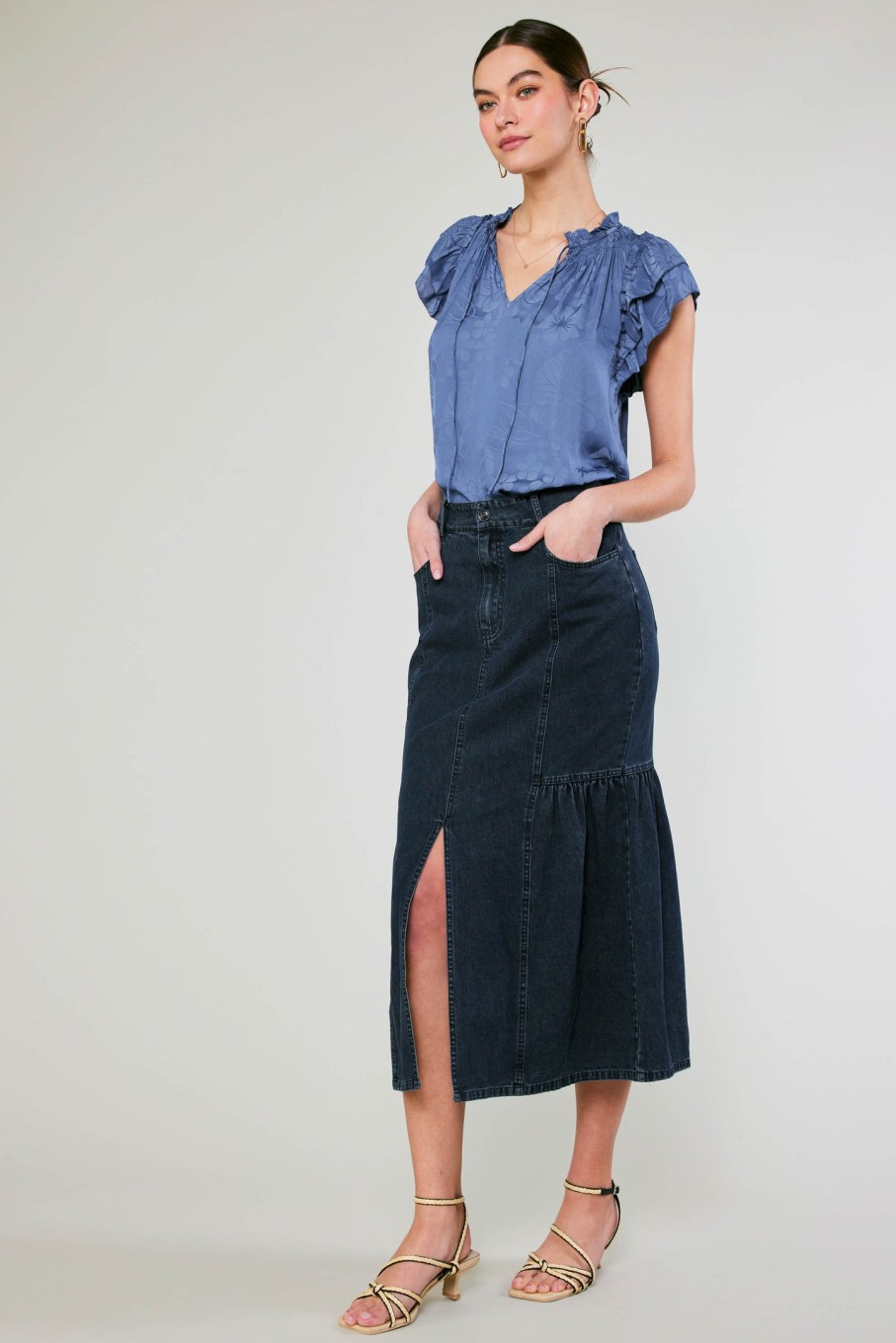 CURRENT AIR Denim Midi Skirt Skirts