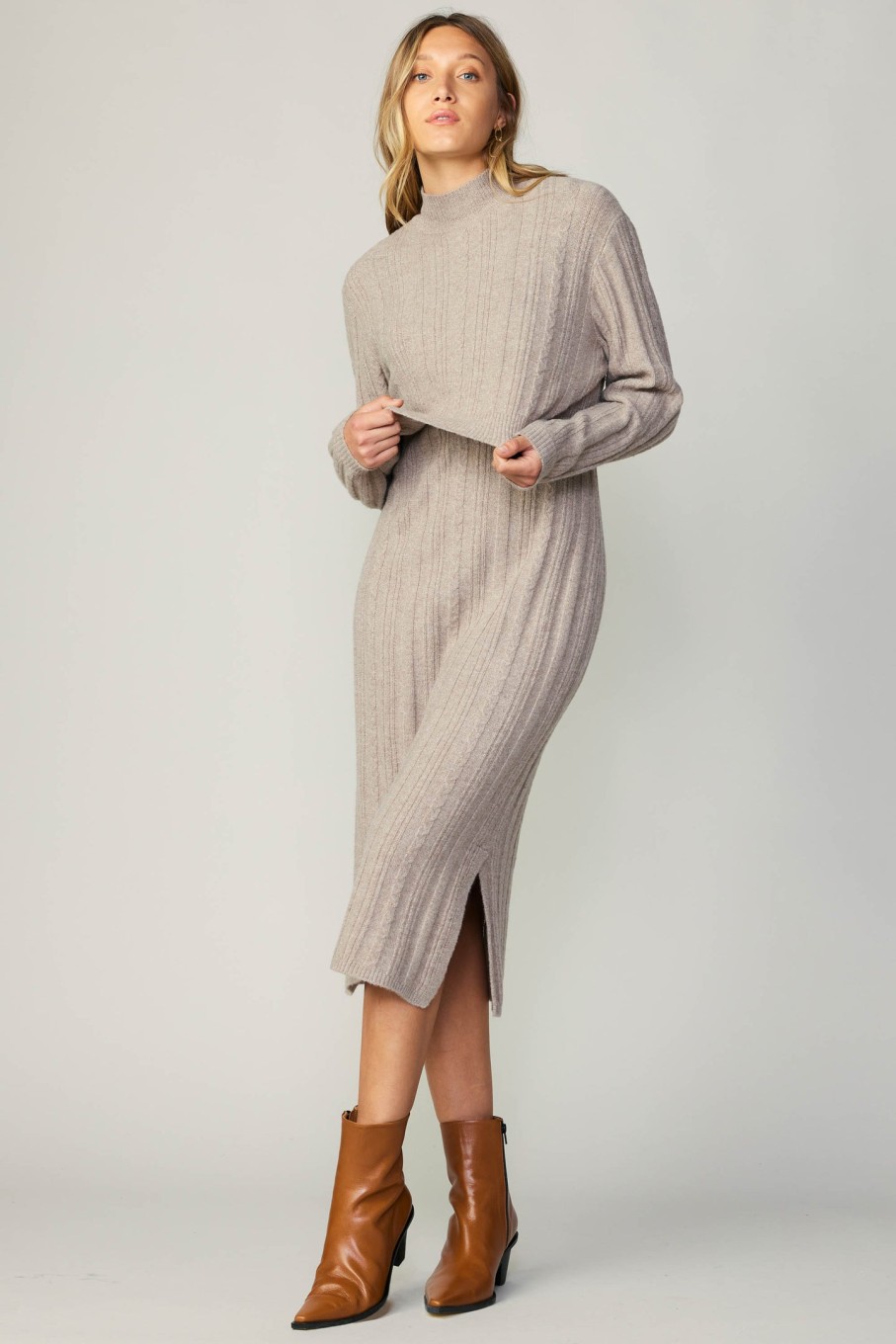 CURRENT AIR Layered Sweater Midi Dress Midi Dresses