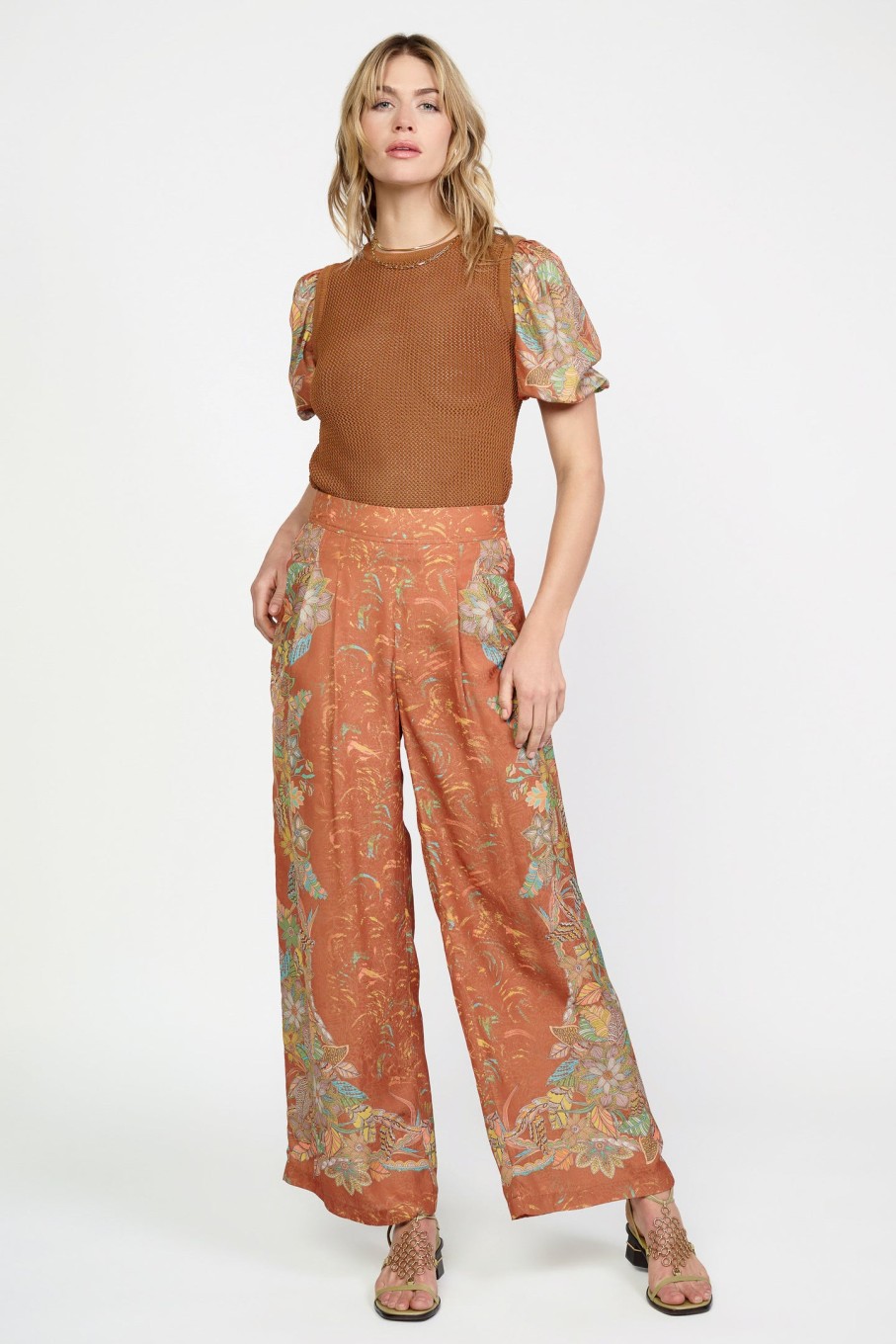 CURRENT AIR Border Print Retro Floral Pants Pants