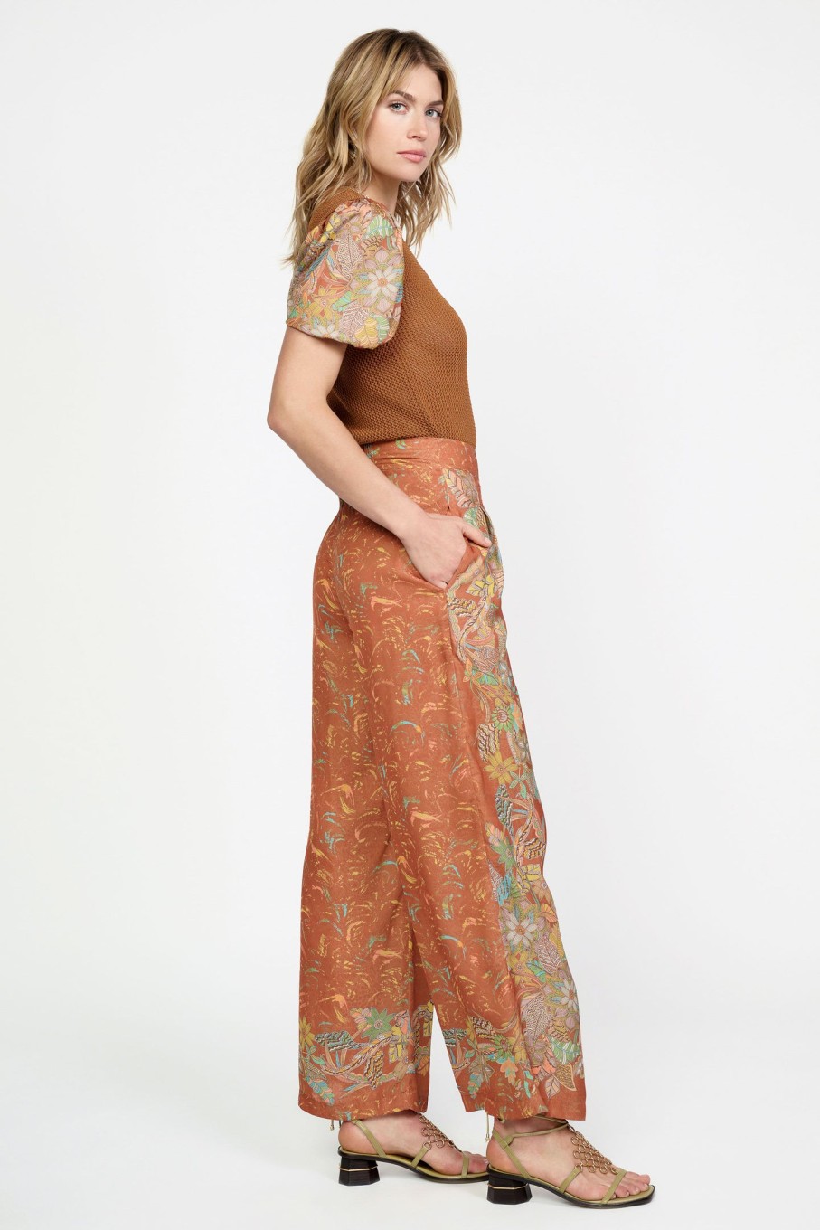 CURRENT AIR Border Print Retro Floral Pants Pants
