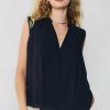 CURRENT AIR Shirred Sleeveless Top Blouses
