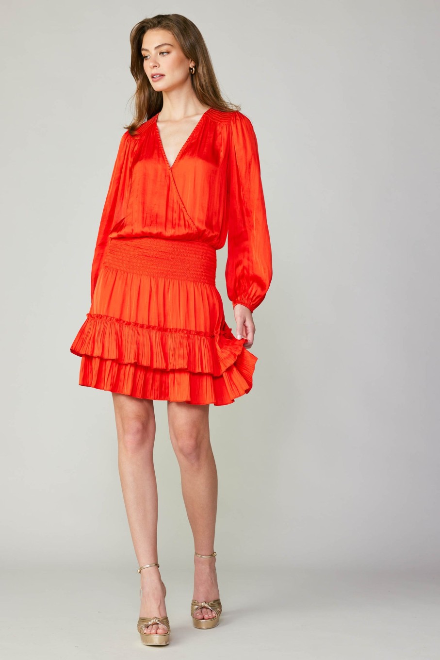 CURRENT AIR Pleated Surplice Mini Dress Mini Dresses
