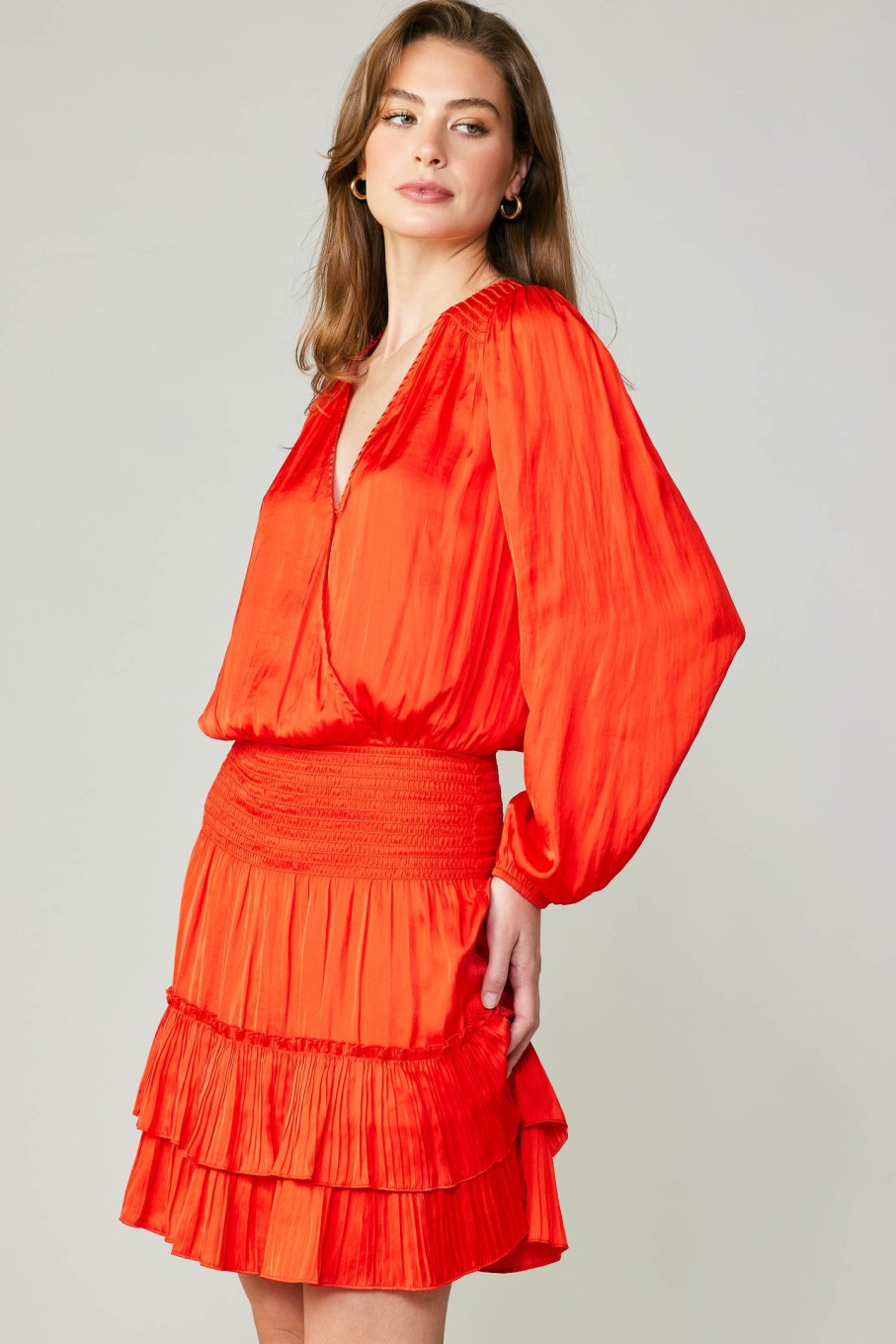 CURRENT AIR Pleated Surplice Mini Dress Mini Dresses