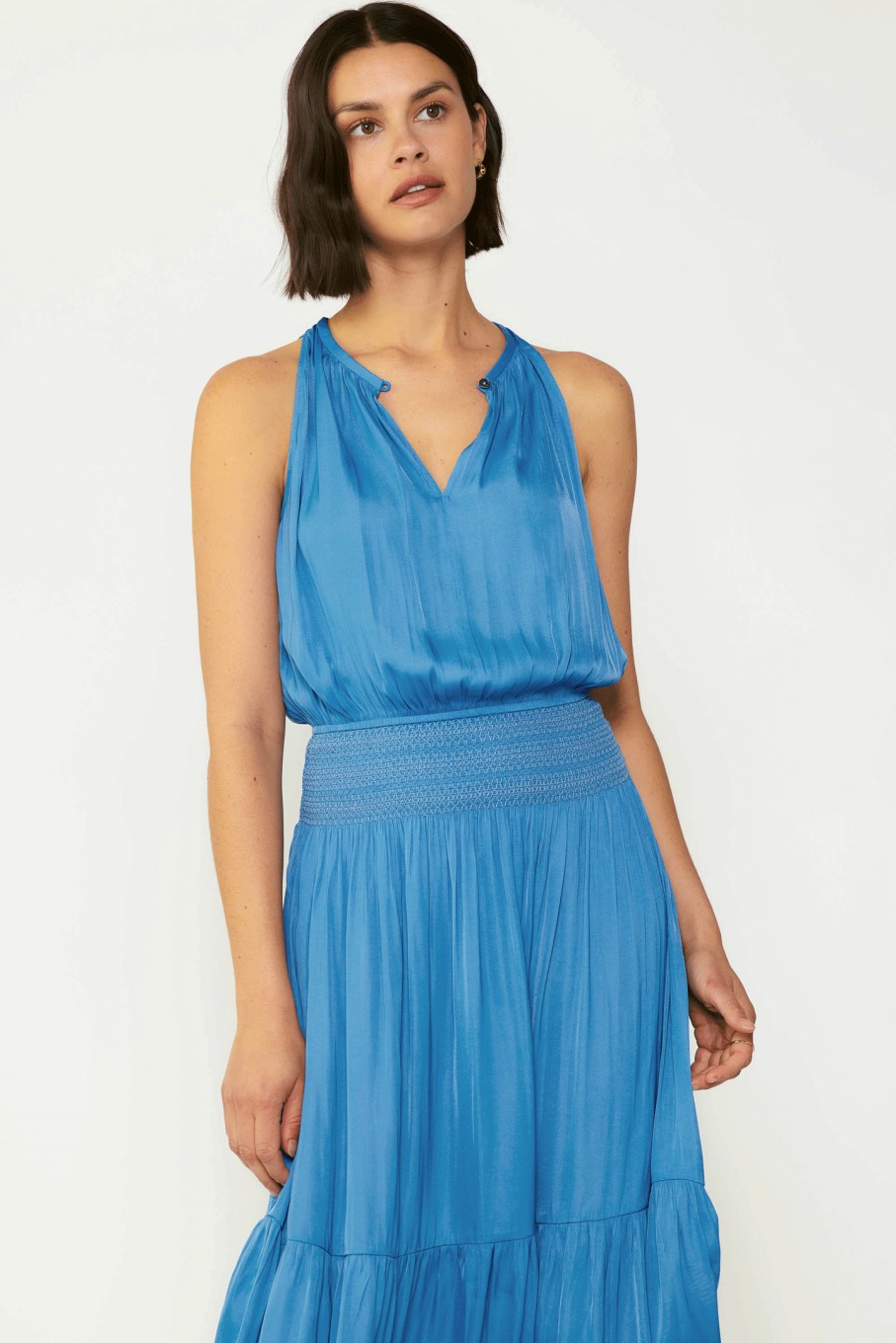 CURRENT AIR Smocked Waist Halter Midi Dress Midi Dresses