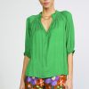 CURRENT AIR Angelica Pleated Blouse Long Sleeve Tops