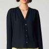 CURRENT AIR Pleat Detail Buttondown Shirt Blouses