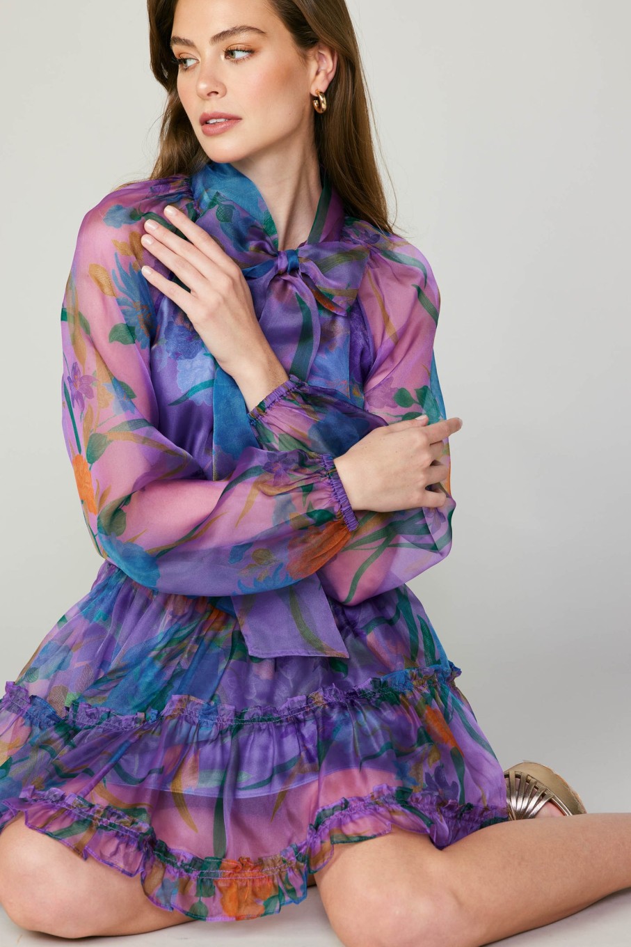 CURRENT AIR Floral Organza Mini Dress Mini Dresses