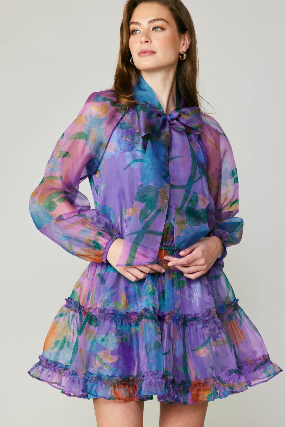 CURRENT AIR Floral Organza Mini Dress Mini Dresses