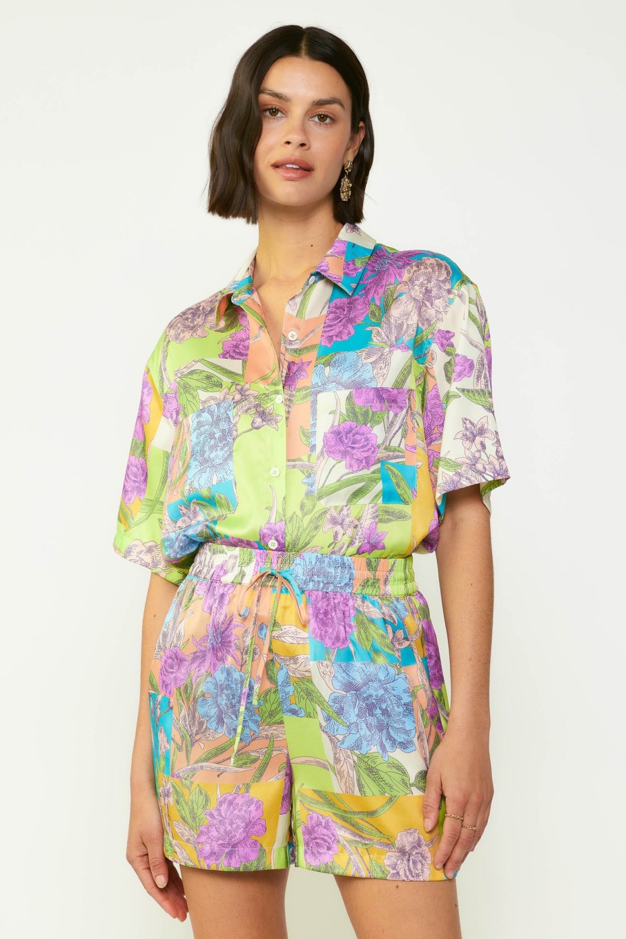 CURRENT AIR Botanical Color Block Shorts Shorts