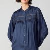 CURRENT AIR Yoke Lace Blouse Long Sleeve Tops